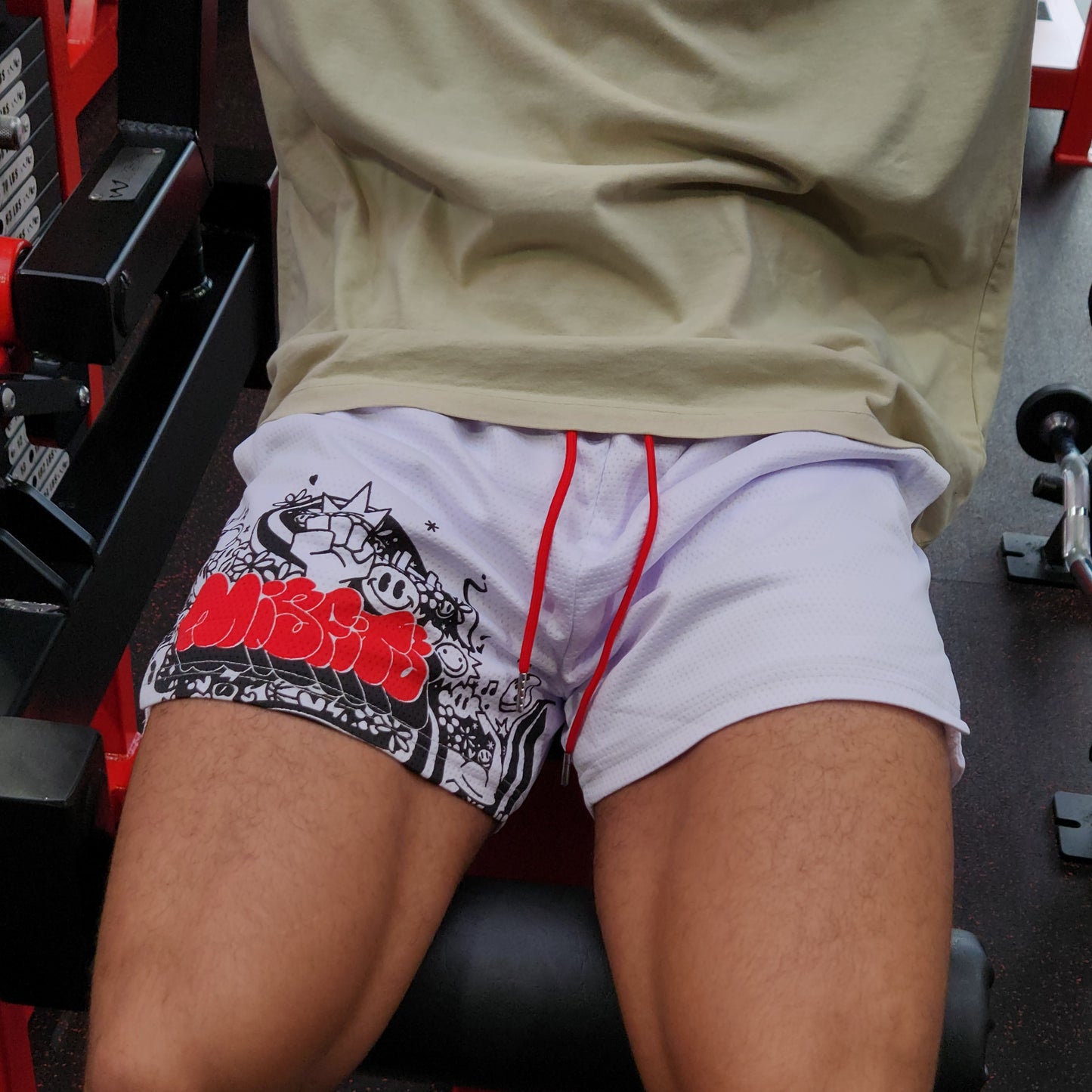 "MISFITS" SHORTS [4" INSEAM] // WHITE & RED