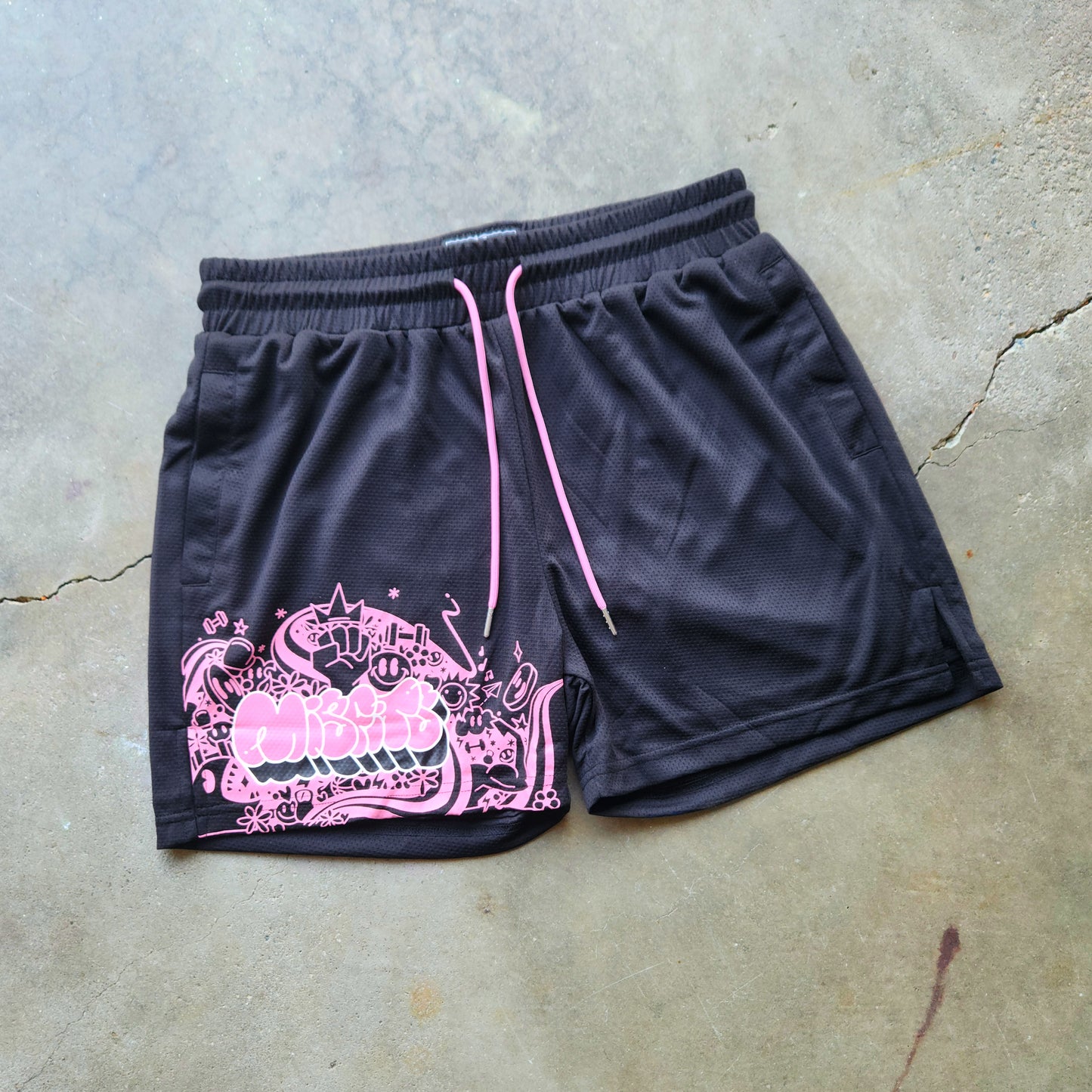 "MISFITS" SHORTS [4" INSEAM] // BLACK & PINK