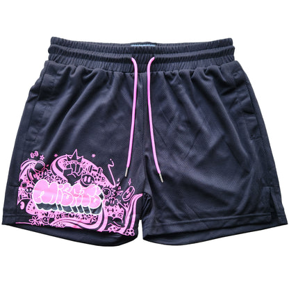 "MISFITS" SHORTS [4" INSEAM] // BLACK & PINK