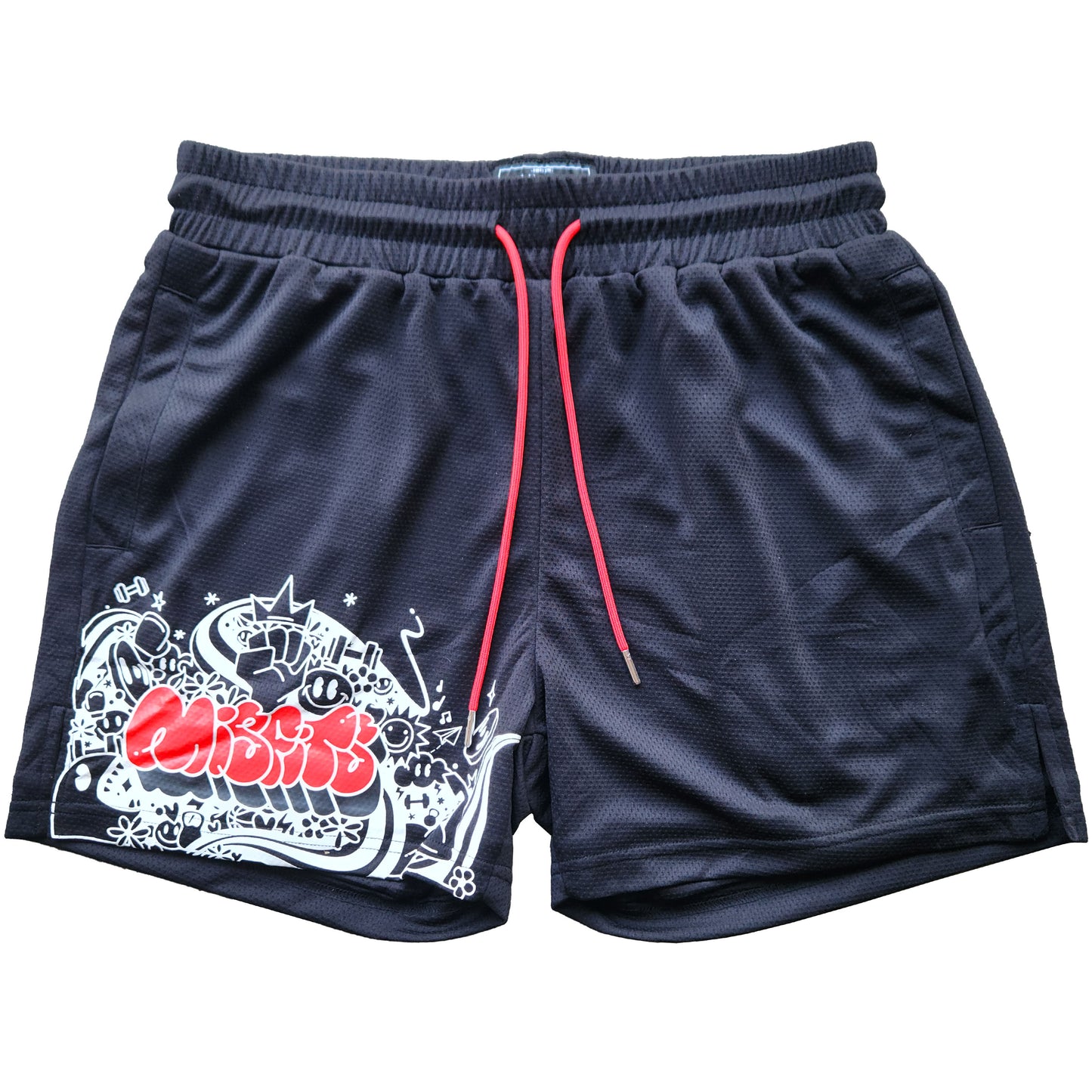 "MISFITS" SHORTS [4" INSEAM] // BLACK & RED