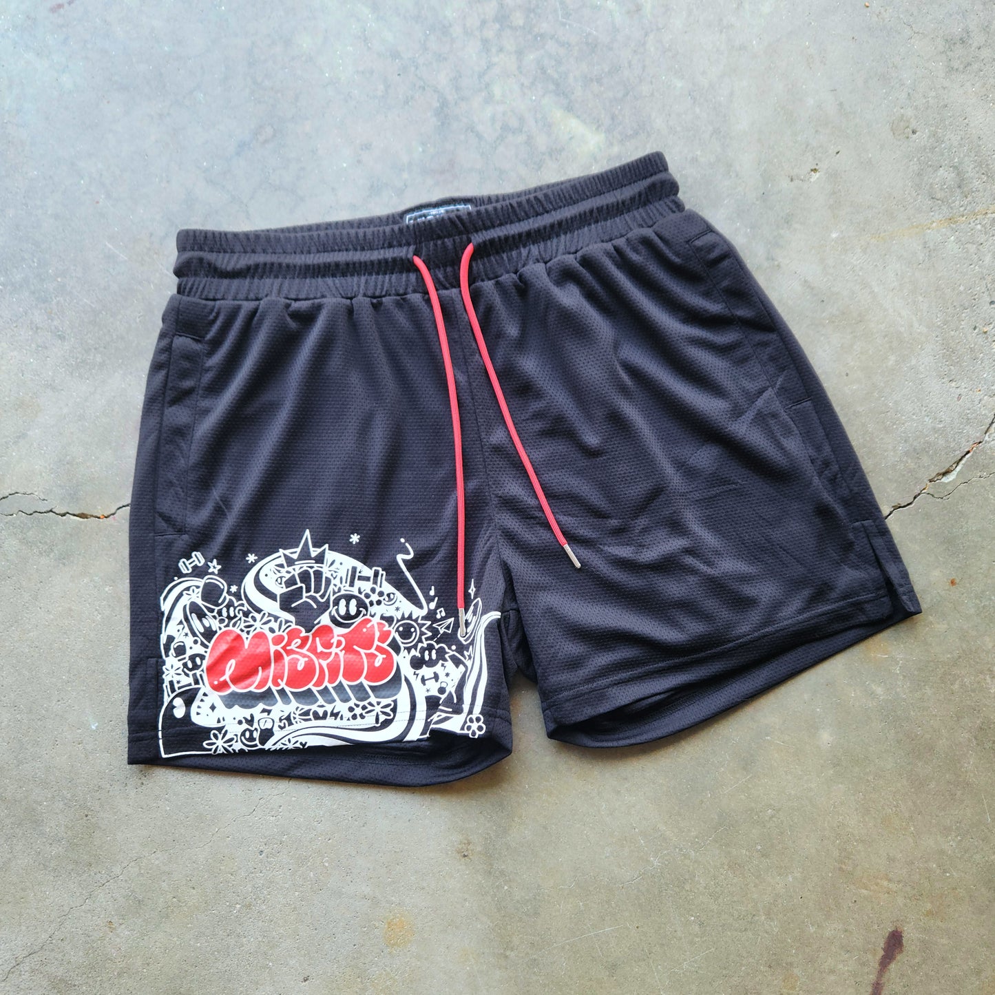 "MISFITS" SHORTS [4" INSEAM] // BLACK & RED