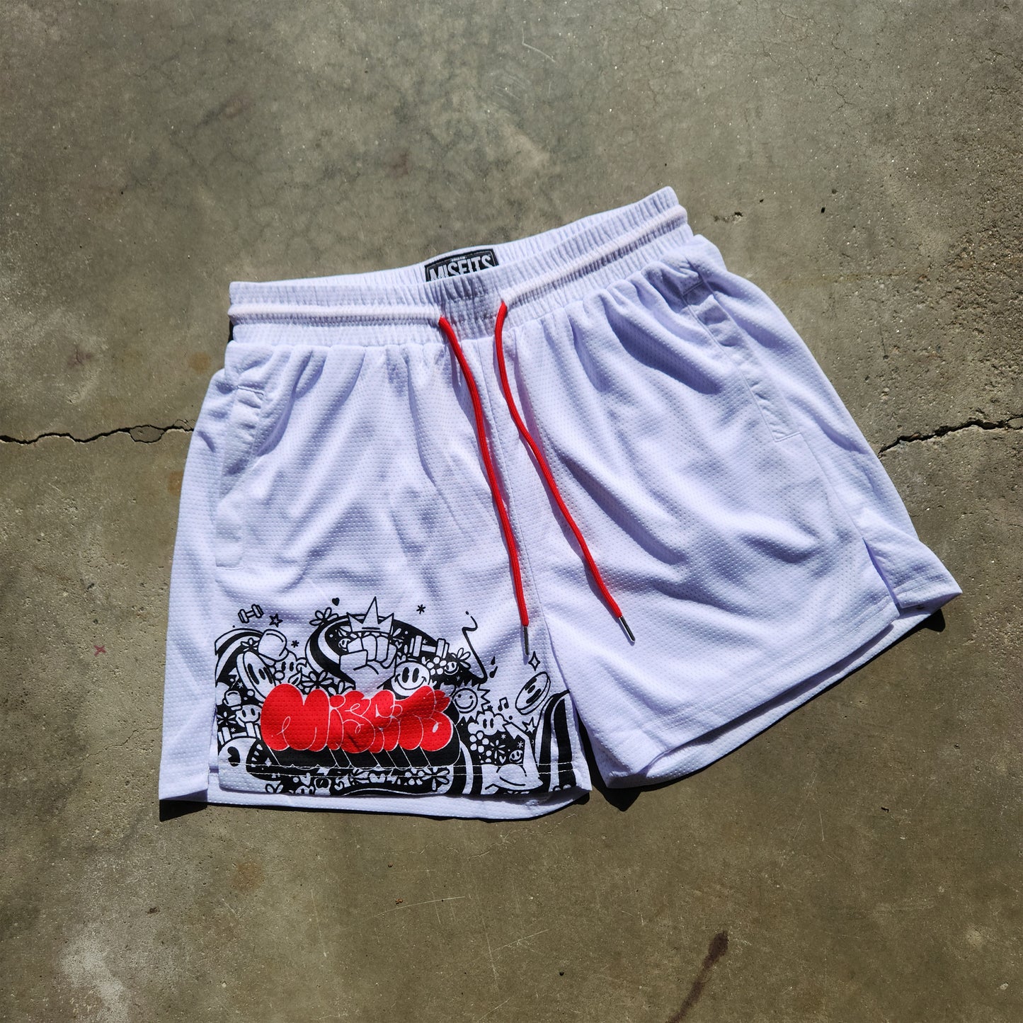 "MISFITS" SHORTS [4" INSEAM] // WHITE & RED